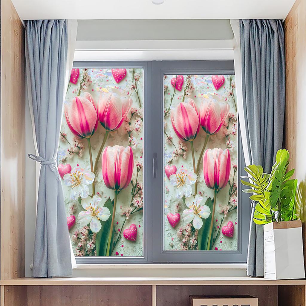 Europeisk Retro Stil Vindusfilm PVC Elektrostatisk Glassklistremerker Farget Vindusfilm Statisk Heftende Frostet Glassfilm