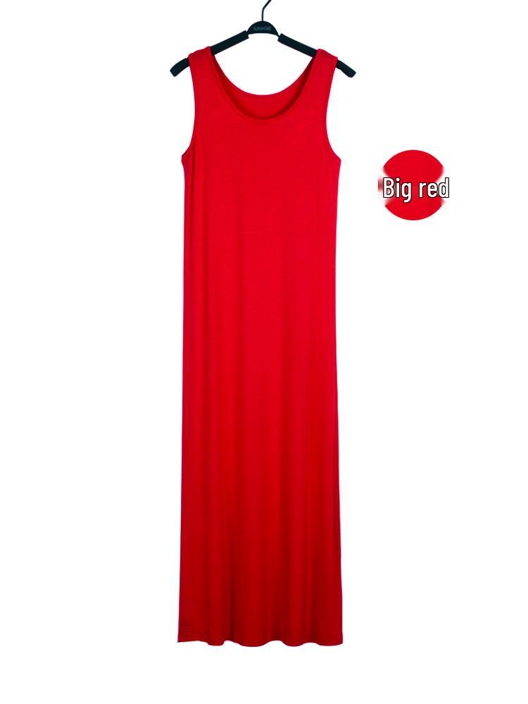 Women's Plus Size Spaghetti Strap Loose Modal Long Beach Dress