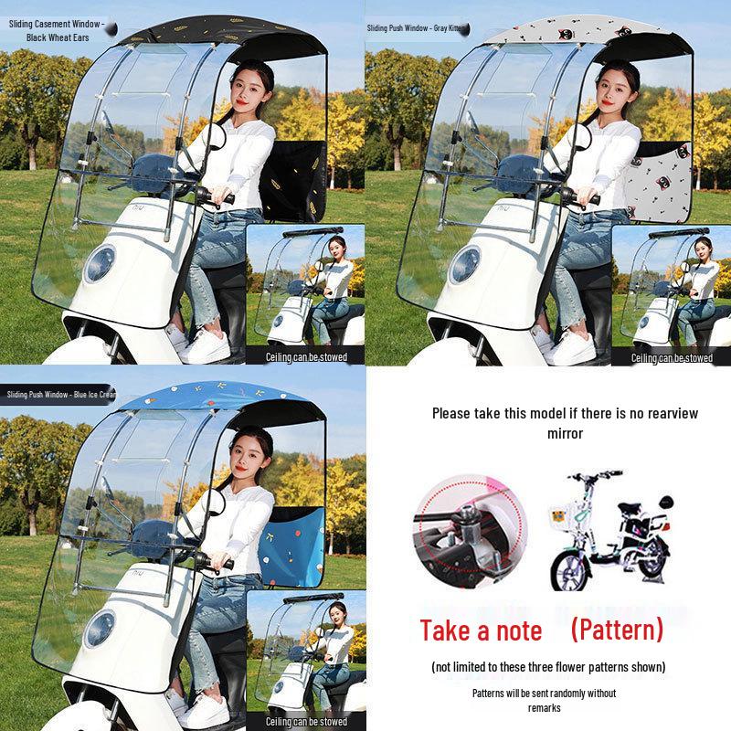 Enhanced Electric Motorcycle Canopy: Rainproof, Removable, and Windproof Umbrella
