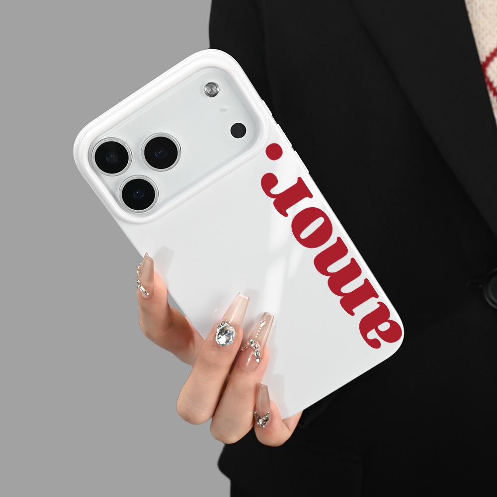 Red letter white phone case suitable for iPhone 17 16 15 14 13 12 11 Pro/Max/Plus anti drop and shockproof back cover