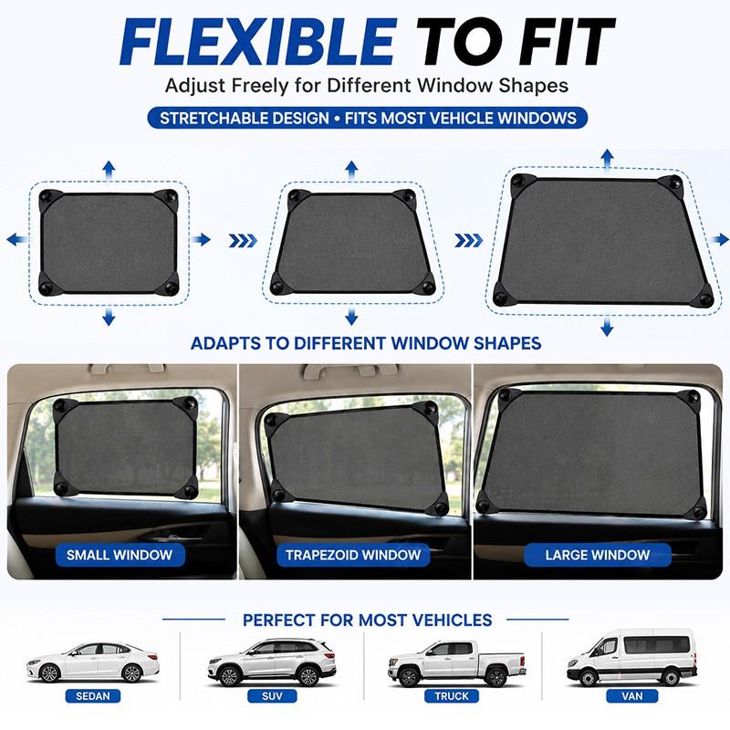 Car Side Window Sun Shade With Suction Cup Universal Retractable Sunshade Baby Safety UV Protection