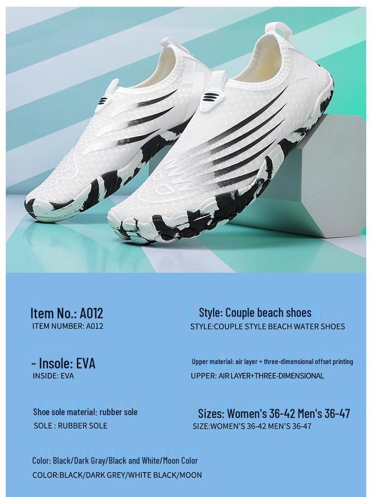 Unisex Non-Slip Quick-Dry Beach Shoes - Breathable, Soft Sole, Cut-Resistant for Wading & Swimming