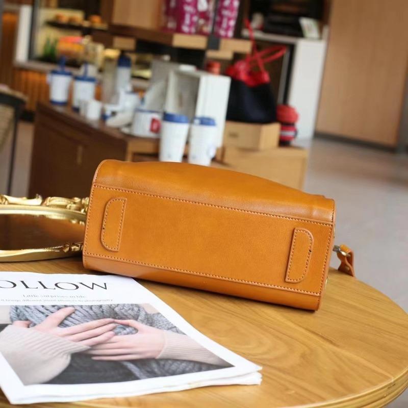 Bolso de Mujer de Gran Capacidad para Primavera/Verano, Bolso Boston Vintage Cuadrado Pequeño, Bolso de Hombro Oblicuo de Cuero Suave para Mujer