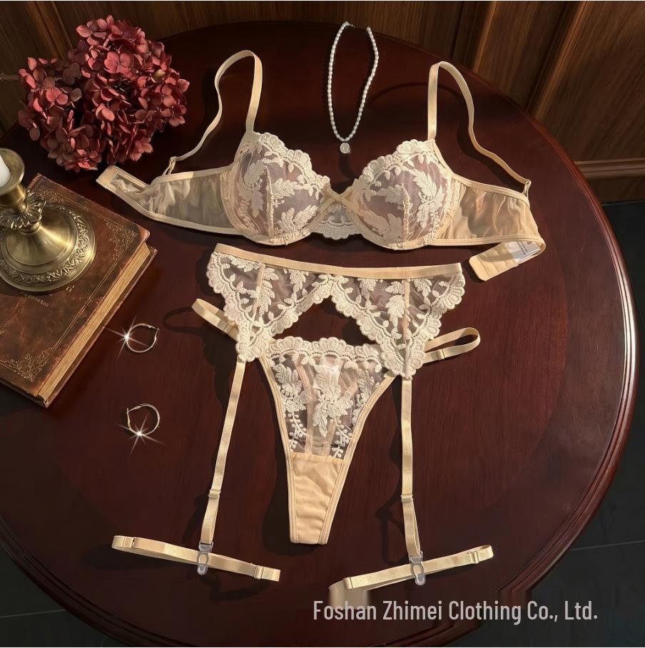 Y Cross-Border Transparent Mesh Lingerie Set: Sexy Three-Piece Women's See-Through Bra