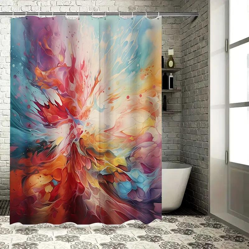 Tonnika Chen Colorful Watercolor Shower Curtain Creative Bathroom Decor Multicolored Waterproof Fabric For Bathtub Perfect Gift Idea