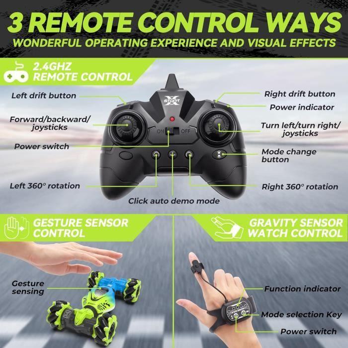 Voiture Télécommandée - Dysaim RC Stunt - 4WD - 360° Rotation - Musique Et Éclairage