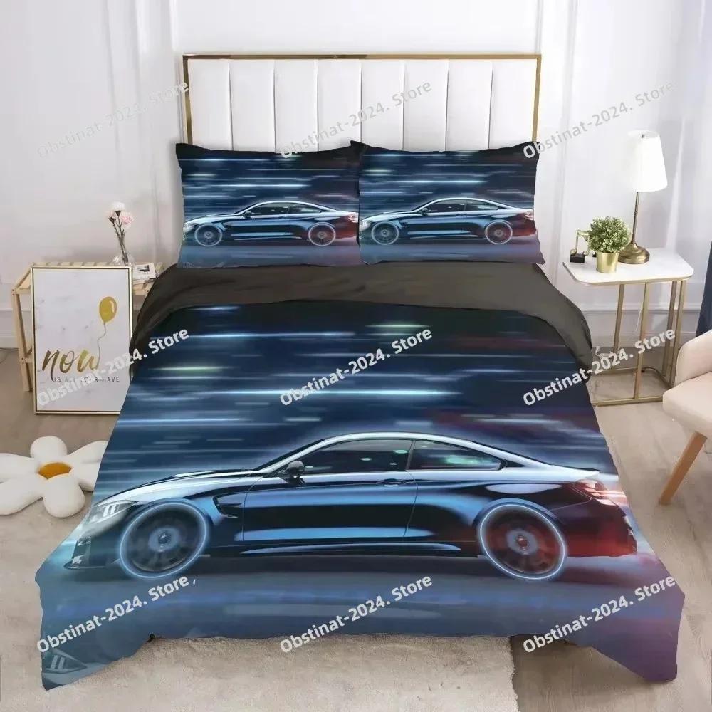 Autos Fahrzeuge Bettwäscheset Jungen Schlafzimmer Dekor Bettbezug Kissenbezug Autos Rennsport Druck Bettwäsche Set King Queen für Erwachsene