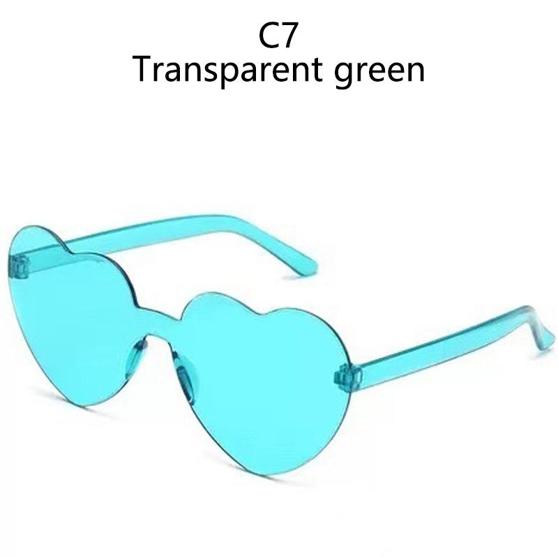 Love Heart Sunglasses Jelly Color Rimless Frame Dazzling Colorful Tint Clear Lens Eyewear Fashion Sun Glasses