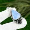 925 Silver Owyhee Blue Opal Gemstone Spinel Wife Bezel Trendy Pendant Jewelry