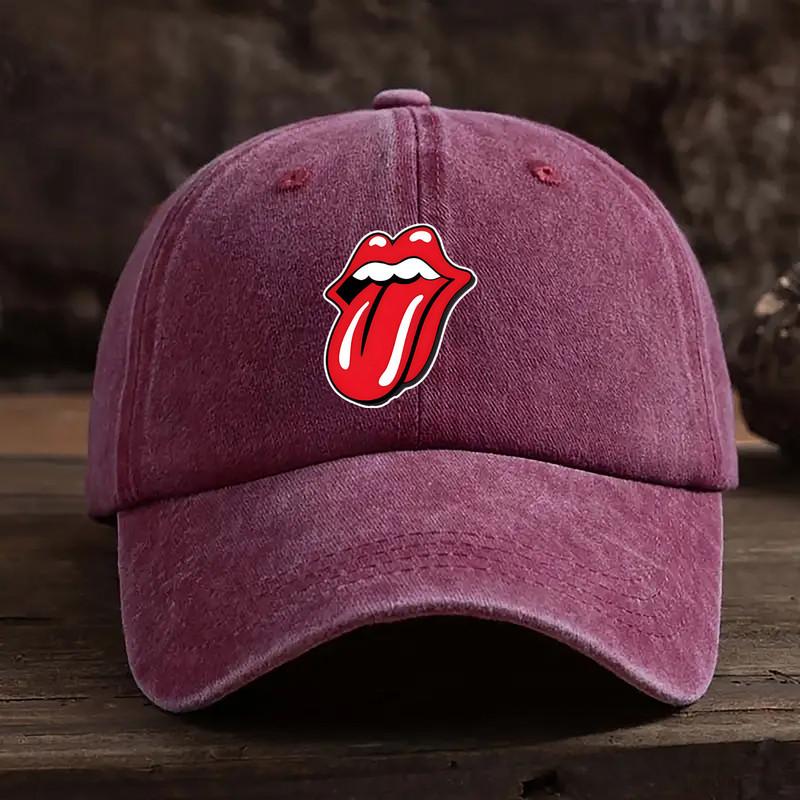 Tongue print retro baseball cap fashionable dad hat curved brim suitable for outdoor sports