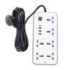 UK Standard Power Strip with USB, Multi-Hole Switch, and Extension Cord