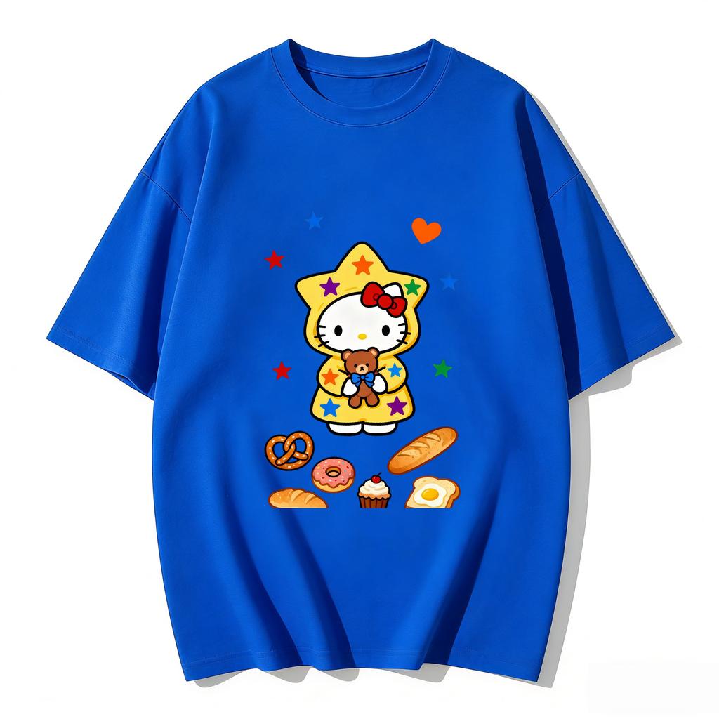 2026 Summer Hello Kitty Cartoon Printed Short Sleeve Pure Cotton Tshirt Womens Tees Parentchild Outfit Classic Fashion Tops