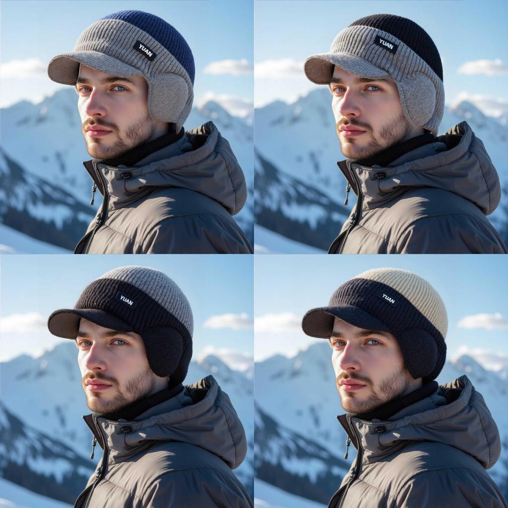 Winter Men's Hat With Thick Velvet Insulation And Warm Woolen Hat