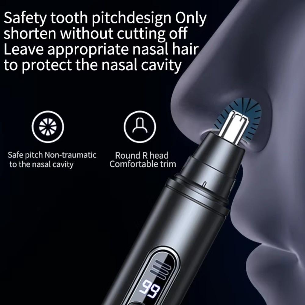 LED Digital Display Intelligent Nose Hair Clipper Ear Face Clean Trimmer  Household