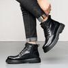 Autumn Winter Cow Leather Boots for Men Anti-slip Thick-soled Fleece Warm Men's Shoes New Designer Platform Fashion Work Boots