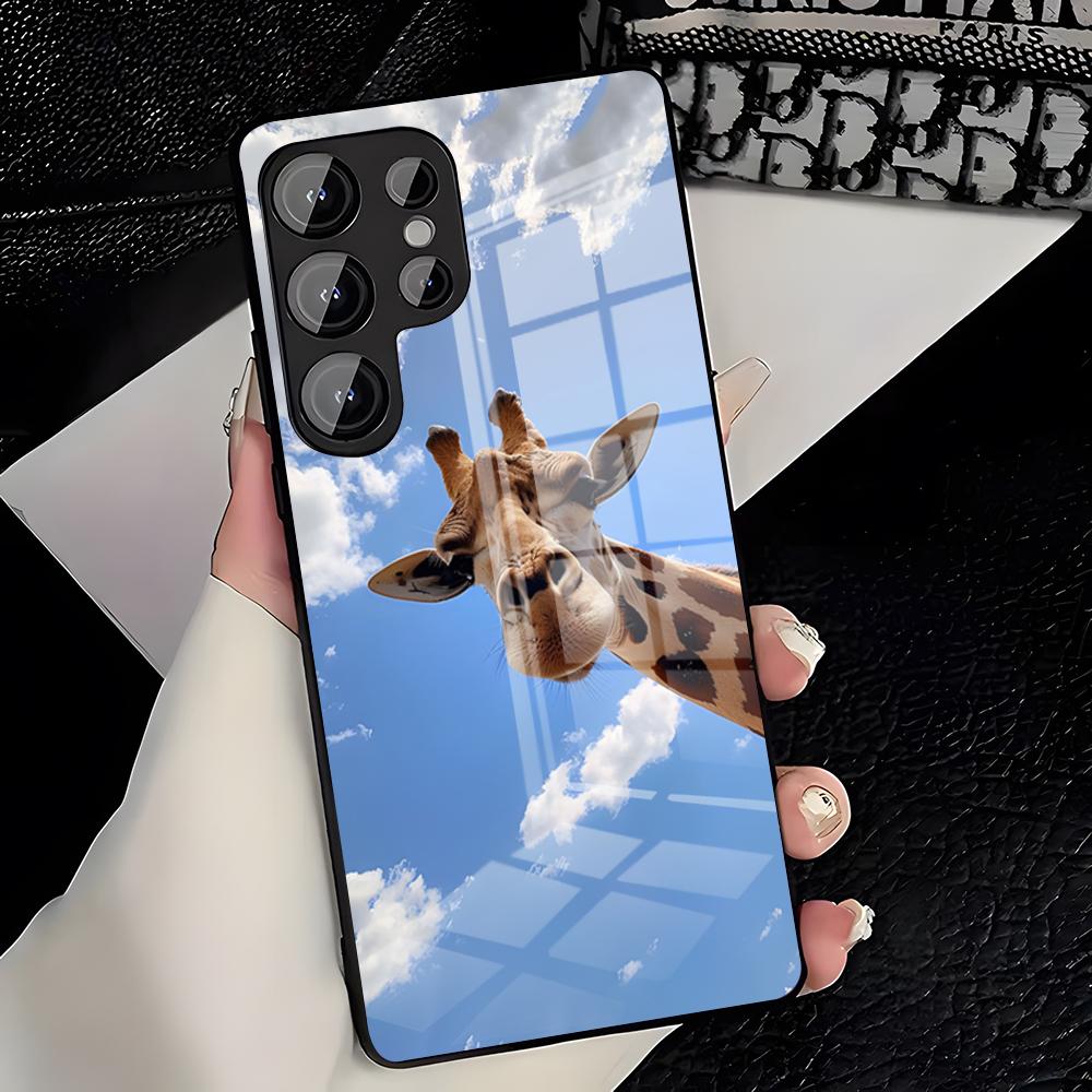 Cute Giraffe Phone Case For Samsung S26 S25 Plus S20 S20 Plus S22 Ultra S23 FE S21 Plus S21 Ultra Glass Cover