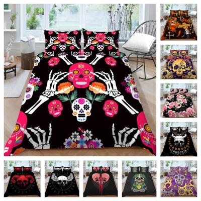 Duvet Cover Set Colorful Skull Fashionable Quilt Covers Home Bedclothes 2/3 Pcs King Single Size Bedding Suit
