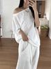 Floral Embroidered Off-Shoulder Short Sleeve Women's Summer Loose Casual Top