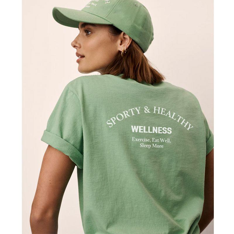 Sleep More American Vintage Sports Style Wellness Niche Letters Print Pure Cotton Short Sleeve T-shirt Women