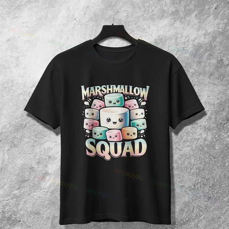 Marshmallow Squad Kawaii Cute Marshmallows Graphic Tee Soft Cotton Round Neck Casual TShirt for Unisex S