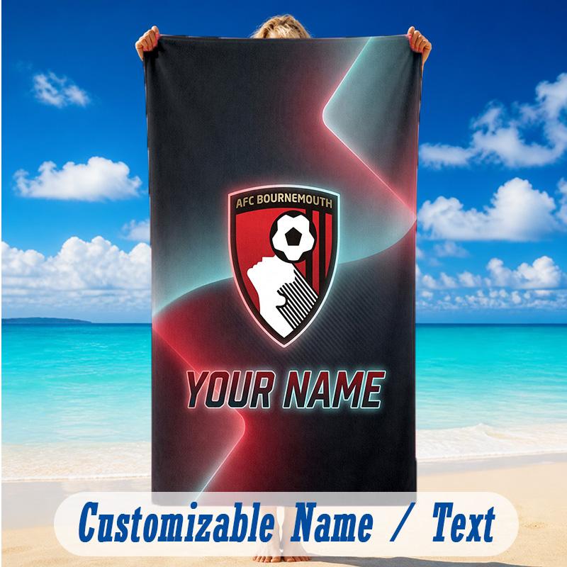 Beach Towel Custom Name Text, Quick Dry Large Towel For Beach HomeBournemouth Football