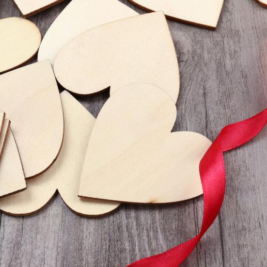 50Pcs 60mm Blank Wooden Love Heart Slices Plates DIY Wedding Crafts Ornaments