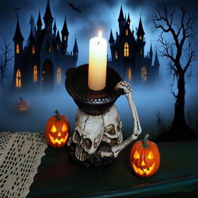 ThreeGhost Head Top Candlestick, Entrance Desk, Storage Tray, Halloween-Themed Decorative Background Props
