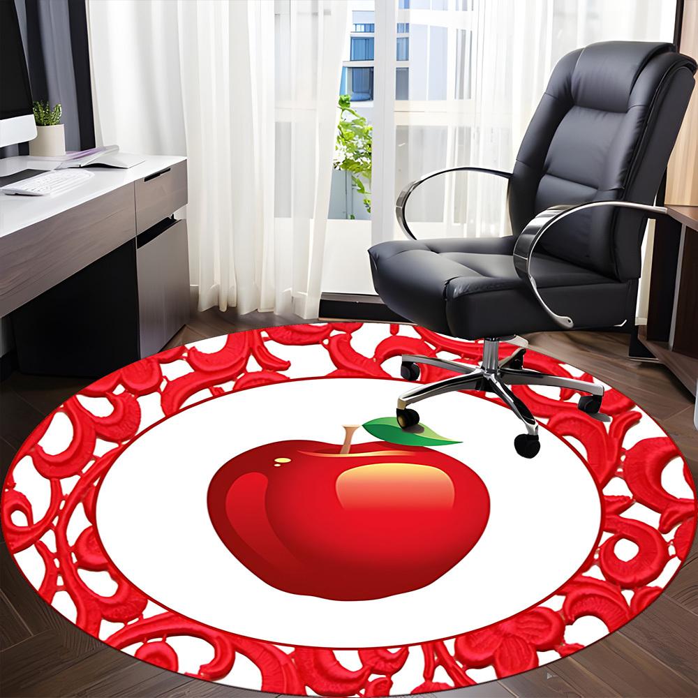 1pc Apple RedChair Carpet for Office, Indoor Non-Slip Washable Polyester Fiber Carpet, Mat For Office, Machine Washable