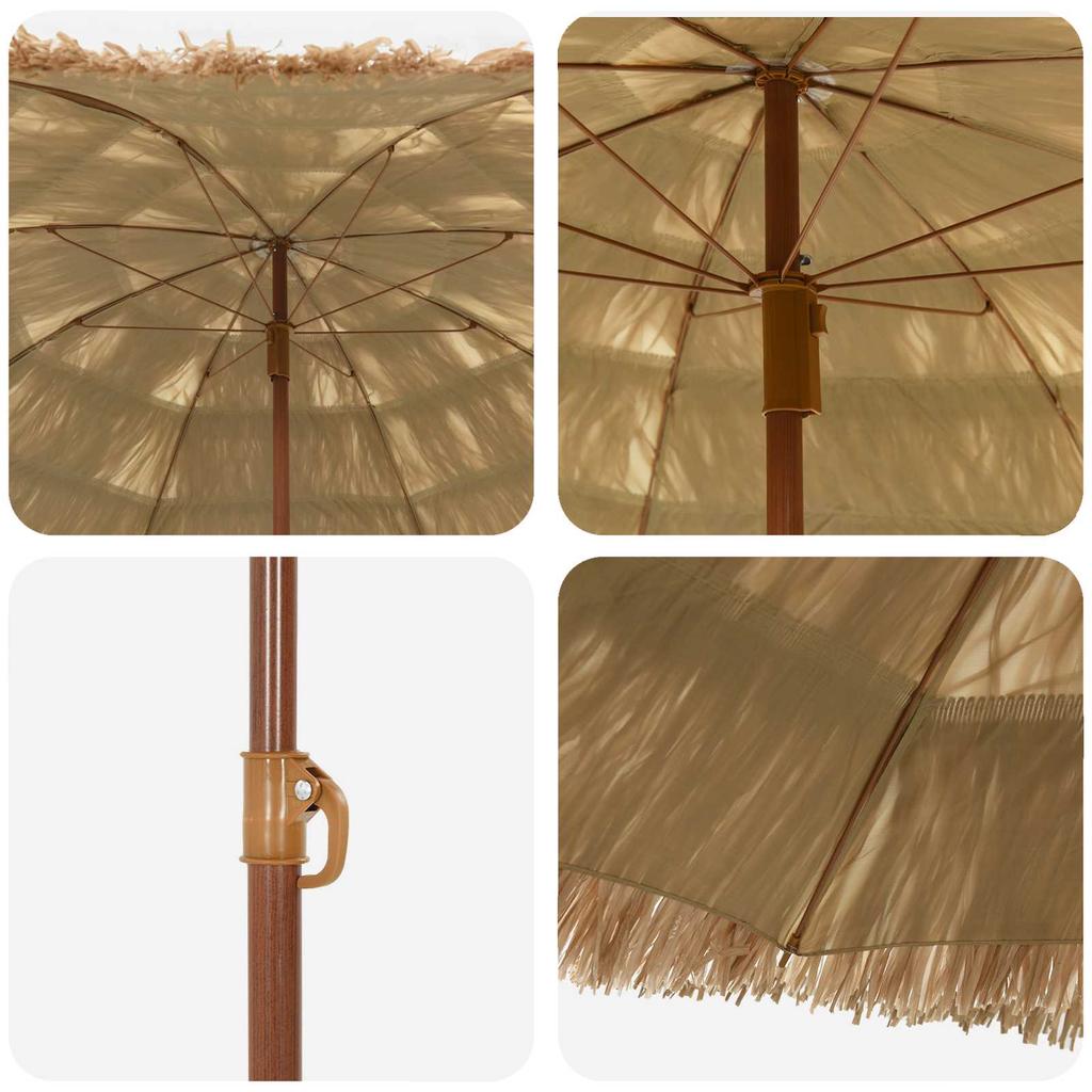 Beach Umbrella Natural 160 X 160 X 196 Cm Polyester and Steel