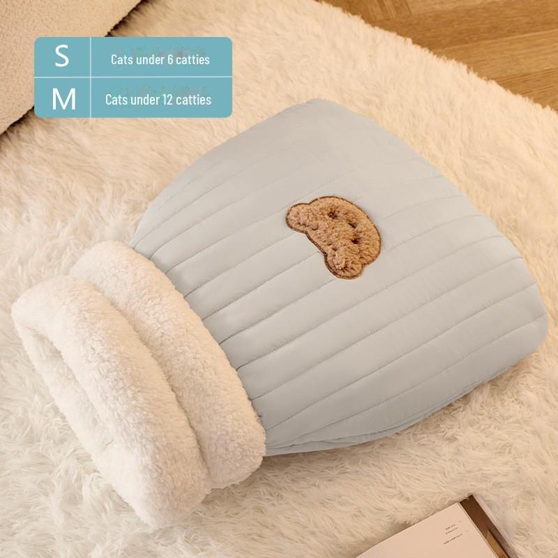 2024 Autumn/Winter Cozy Cat Bed: Enclosed Sleeping Bag for Kittens & Small Dogs with Sense of Security