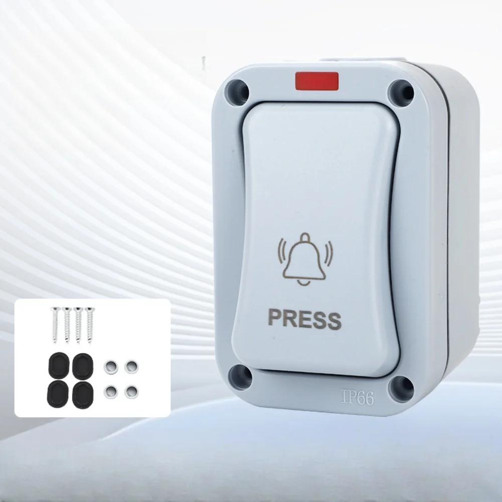 Waterproof Button Doorbell Switch IP66 Waterproof Weather-resistant LED Indicator Waterproof Switch For Outdoor Patio