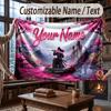 Fantasy Magic Theme Throw Blanket Custom Name Text Personalized Blanket Soft Cozy Blanket for Home Sofa Bed