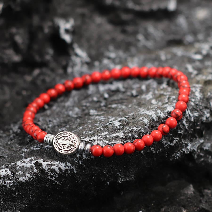 Trendy 4mm Kruis Armband Heren Dames Natuurlijke Tijgeroogsteen Turquoise Armband Handgemaakt Pauselijk Gebed Armband Mannelijke Manchet Sieraden