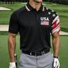 2026 New Men's American Flag 3D Printed Polo Shirt Summer Casual Short Sleeve Lapel Business Sports Top