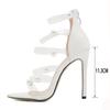 Fashion Liyke Fashion Design White Pearl PVC Transparent Sandals Women Sexy Zip Cover Strap High Heels Summer Open Toe Party Dress Shoes