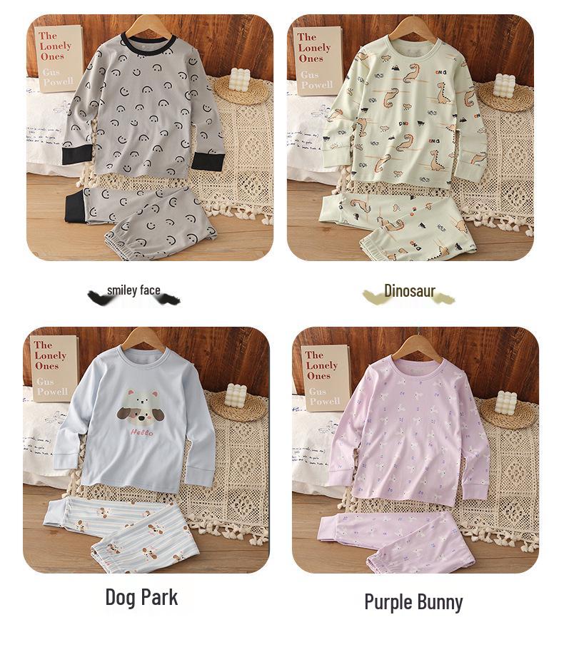 Kids' Autumn Korean Style Pajamas: Cartoon Cotton Home Wear Set for Boys and Girls