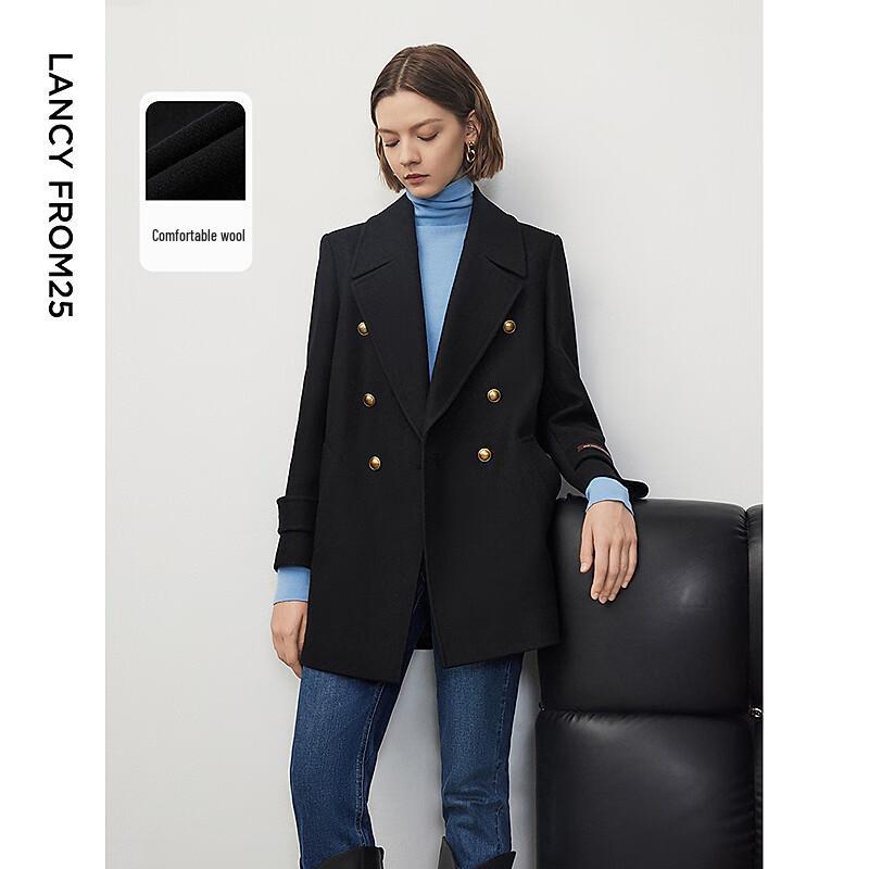 

LANZHI Women s Wool Blend Lapel Blazer Coat S
