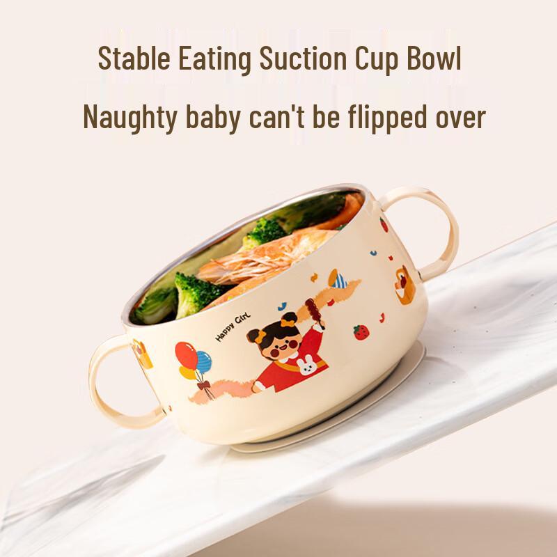 ZISIZ Cartoon 316 Stainless Steel Double-Layer Anti-Scald Bowl