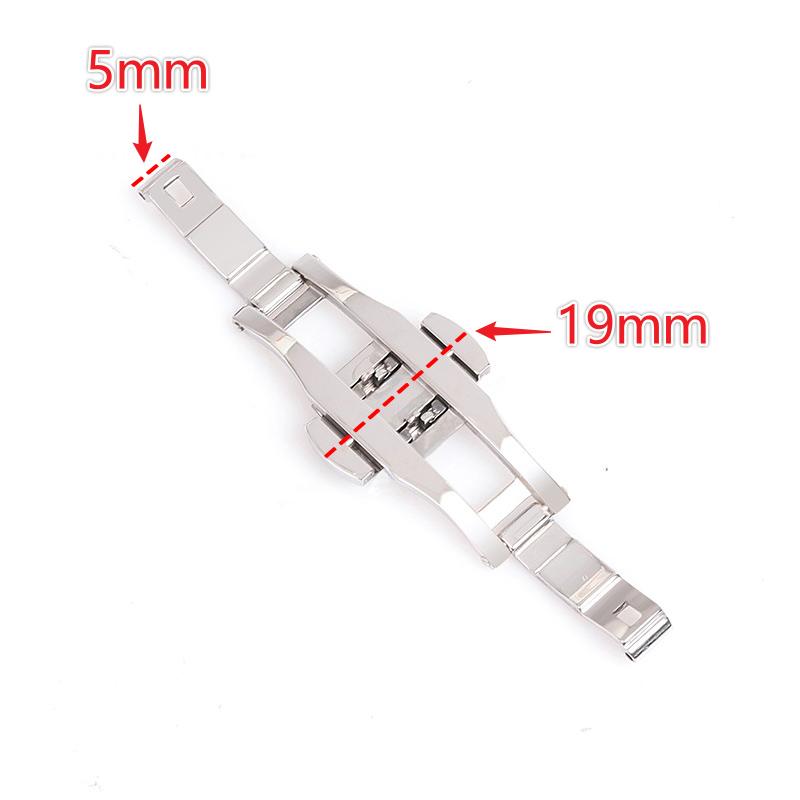 Zilveren Dubbele Druk Vlinder Horlogeband Gesp Staal Vouwsluiting Metaal Heren Dames Horloge Knop 4mm 5mm 6mm Horloge Accessoires