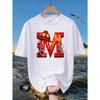 Fashionable Men's Letter M Pattern Printed Comfortable Soft Breathable International T-shirt Loose Versatile Plus Size Loose Cotton T-shirt
