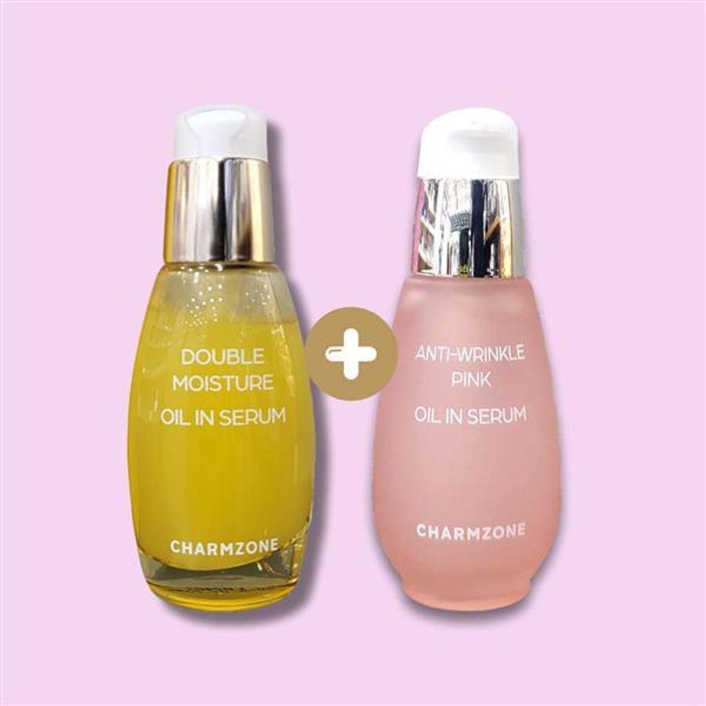 Chamzone Oil-in-Serum 2 types (Anti-Wrinkle Pink + Double Moisture Evening Primrose)