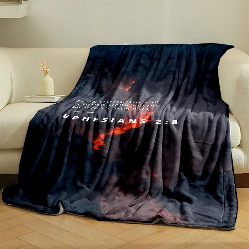 Ephesians 2:8 Scripture Cloud Print Blanket  Printed Blanket for Living Room Bed Couch Lunch Break Soft Cozy Blanket for Friend's Festival Gift