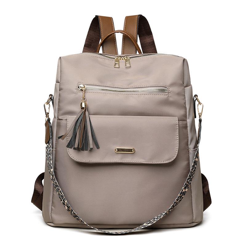 

Рюкзак с бахромой из ткани Оксфорд для повседневной носки для женщин, многофункциональный рюкзак в ретро британском стиле с контрастными цветами серый