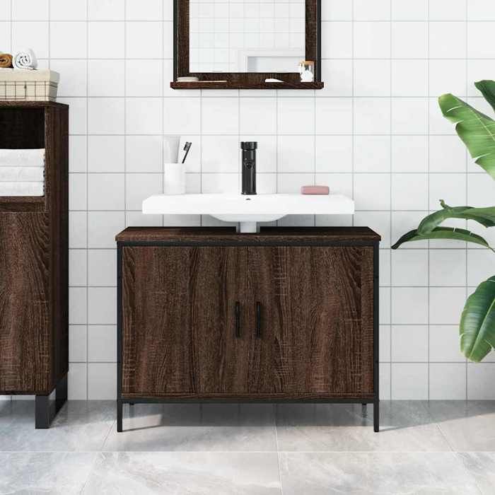 VidaXL Bathroom Vanity Cabinet, Sink Unit with Storage, Toilet Under-Sink Cabinet, Modern, Brown Oak 842455