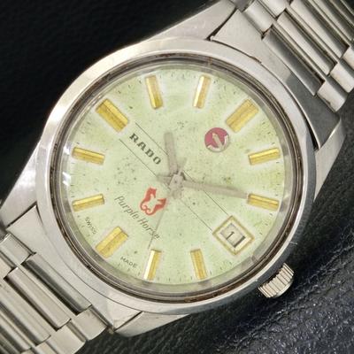 POUŽITÉ RADO AUTOMATICKÉ FIALOVÝ KŮŇ ŠVÝCARSKÉ PÁNSKÉ HODINKY S DATEM ORIGINÁLNÍ CIFERNÍK a432188-2