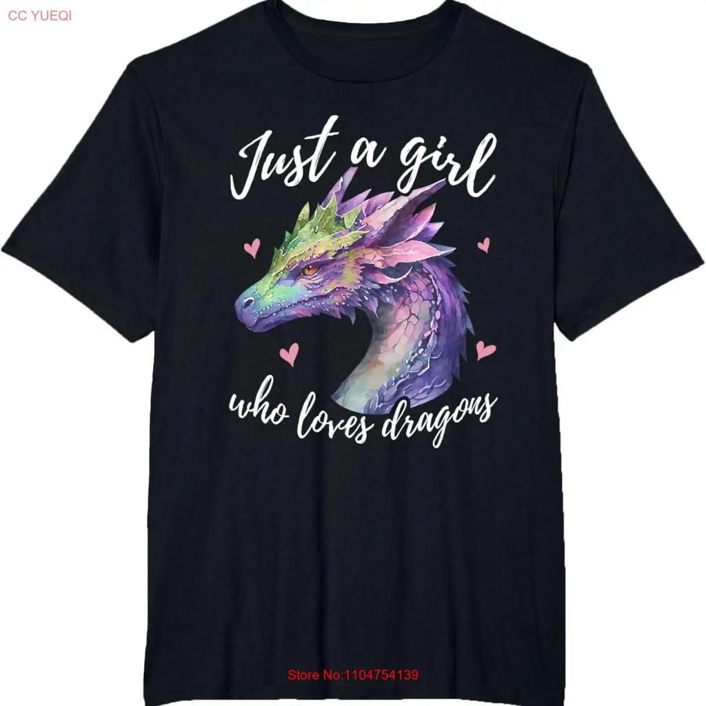 Just A Girl Who Loves Dragons Cute Dragon Watercolor Art T Shirt Vintage Washed Unisex Stylish Versatile Designer Clothes
