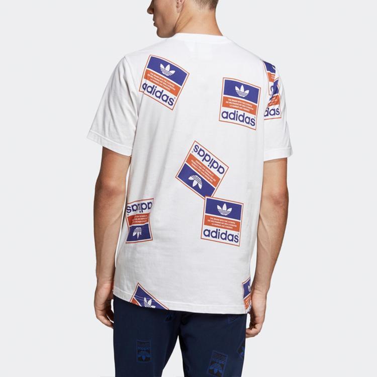 Adidas Originals Trefoil Stickerbomb Tee Crew Neck Short Sleeve T-Shirt Men Tops White DX3649