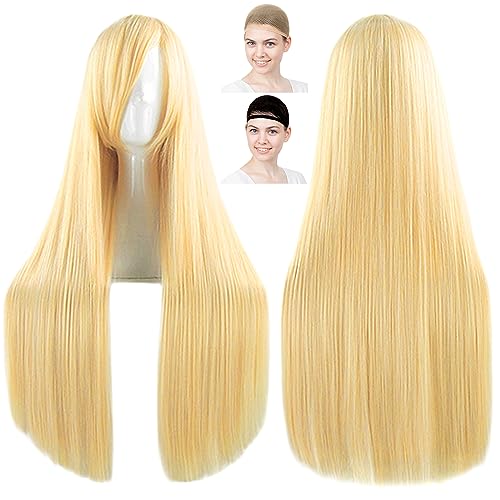 

CaseEden Cosplay Wig, Smooth, Straight, Long, 80cm, Milky Gold, Light Gold, Blonde, Set of 2 Wig Nets