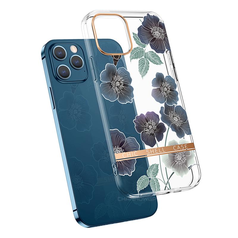 

Shockproof Flower Leaf Phone Case For iPhone 12 11 Pro XR XS Max 6 6s 7 8 Plus Soft TPU Transparent Protective Back Cover Fundas Coque iPhone 12