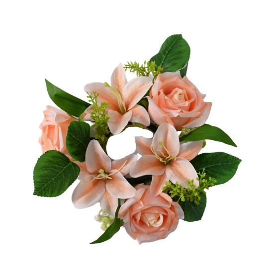 Искусственный цветочный венок для входной двери, реалистичный большой венок из роз и лилий с листьями для Весны, Дня Святого Валентина, Дня матери, Свадьбы, Декора дома O